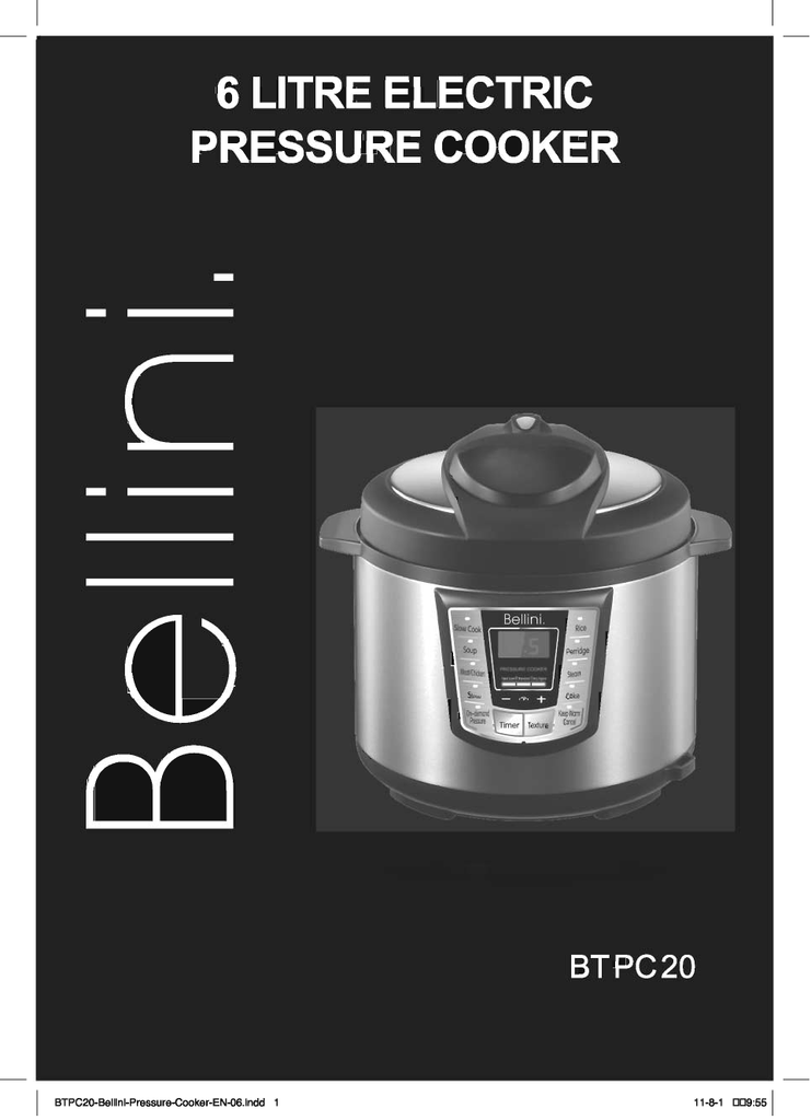 Bellini pressure cooker manual new arrivals