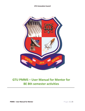 GTU PMMS – User Manual for Mentor for BE 8th semester activities | Manualzz