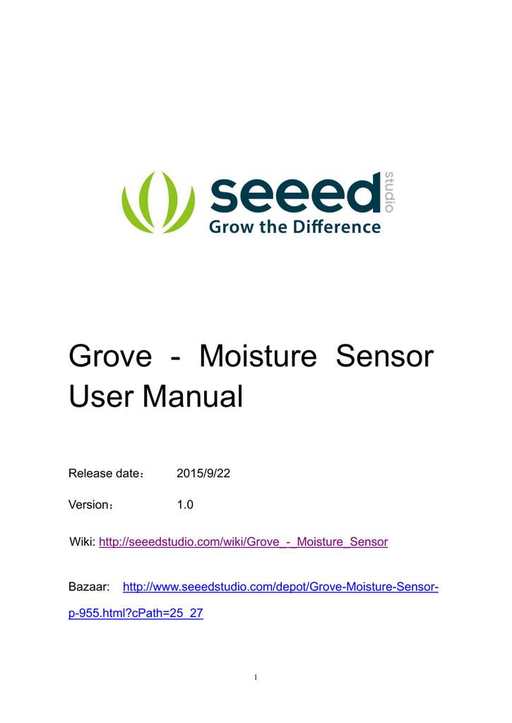 Grove Moisture Sensor User Manual Manualzz