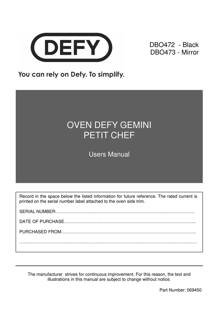 Defy Gemini Petit Chef Oven Wiring Diagram - Wiring Diagram