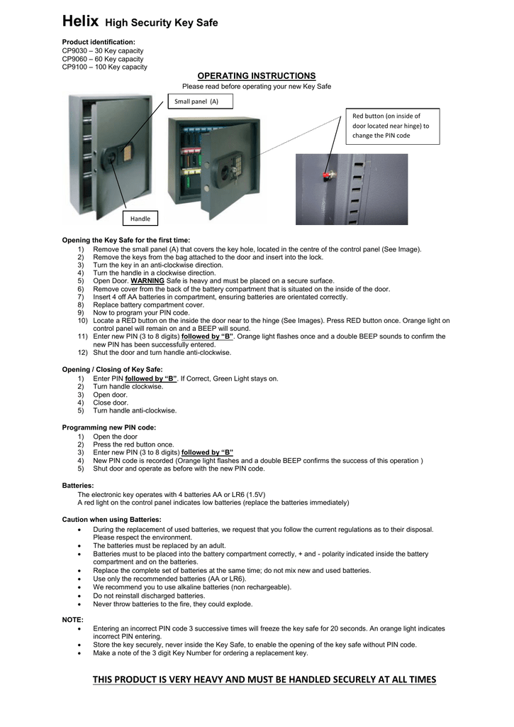 Helix High Security Key Safe This Product Is Very Heavy Manualzz