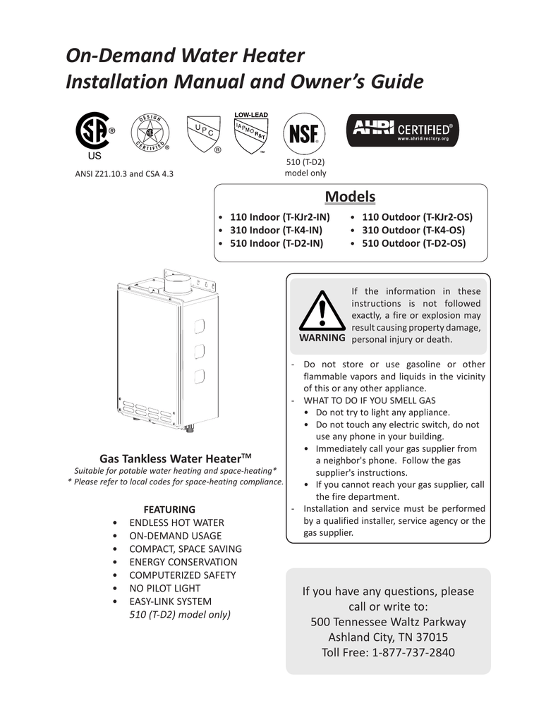 Takagi T-KJr2-IN/OS Owner Manual | Manualzz