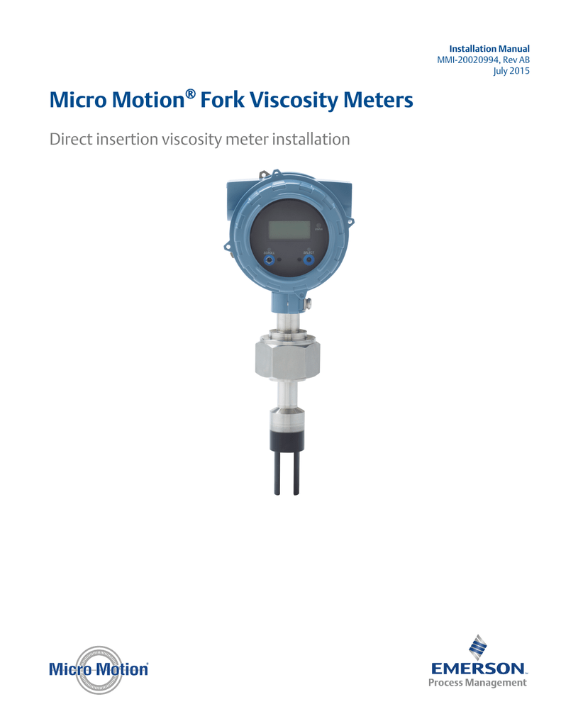 Fork Viscosity Meter (FVM) Installation Manual Manualzz