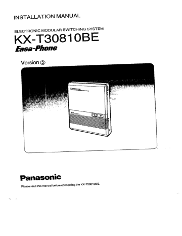 Panasonic KXT 308 Installation and Programming Manual | Manualzz