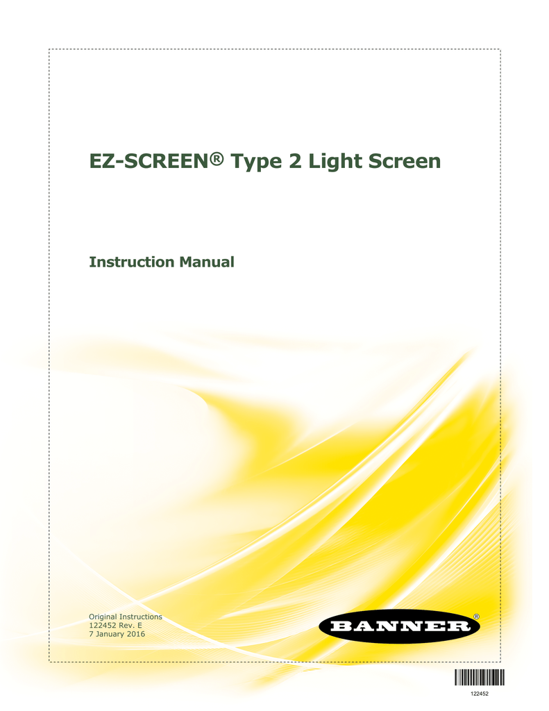 EZSCREEN Systems Type 2 Instruction Manual [ 122452 ] Manualzz