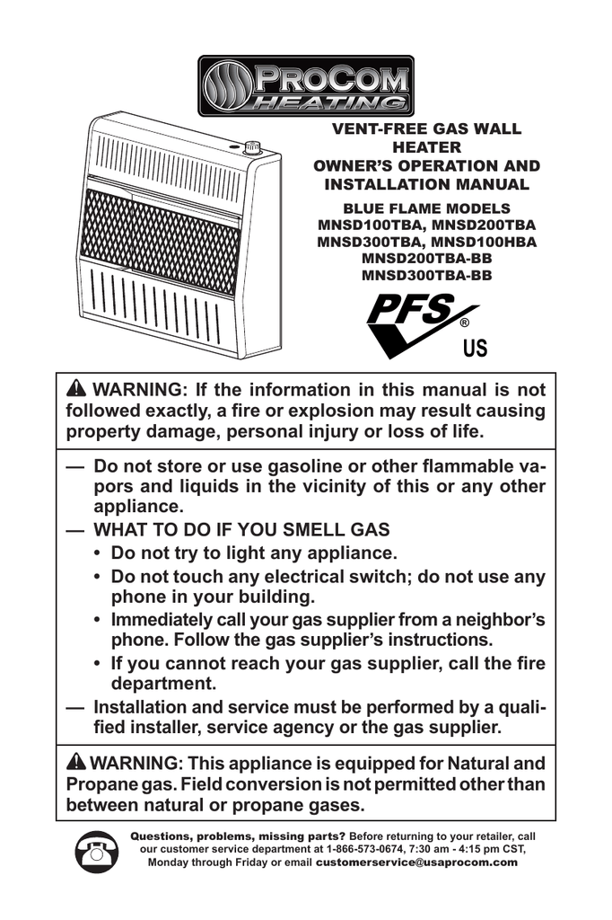 Pfs Procom Manualzz - Procom Wall Heater Pfs Procom Manualzz - Procom Wall Heater