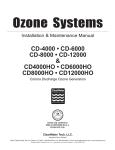 Ozone Generator CD 4000HO, CD 6000HO, CD 8000HO, CD 12000HO Installation &amp; Maintenance Manual