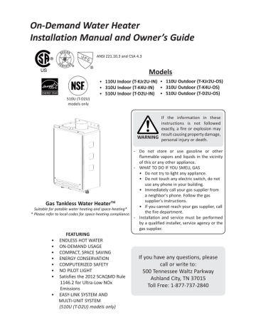 Tankless Ultra Low Nox Non-Condensing GTS | Manualzz