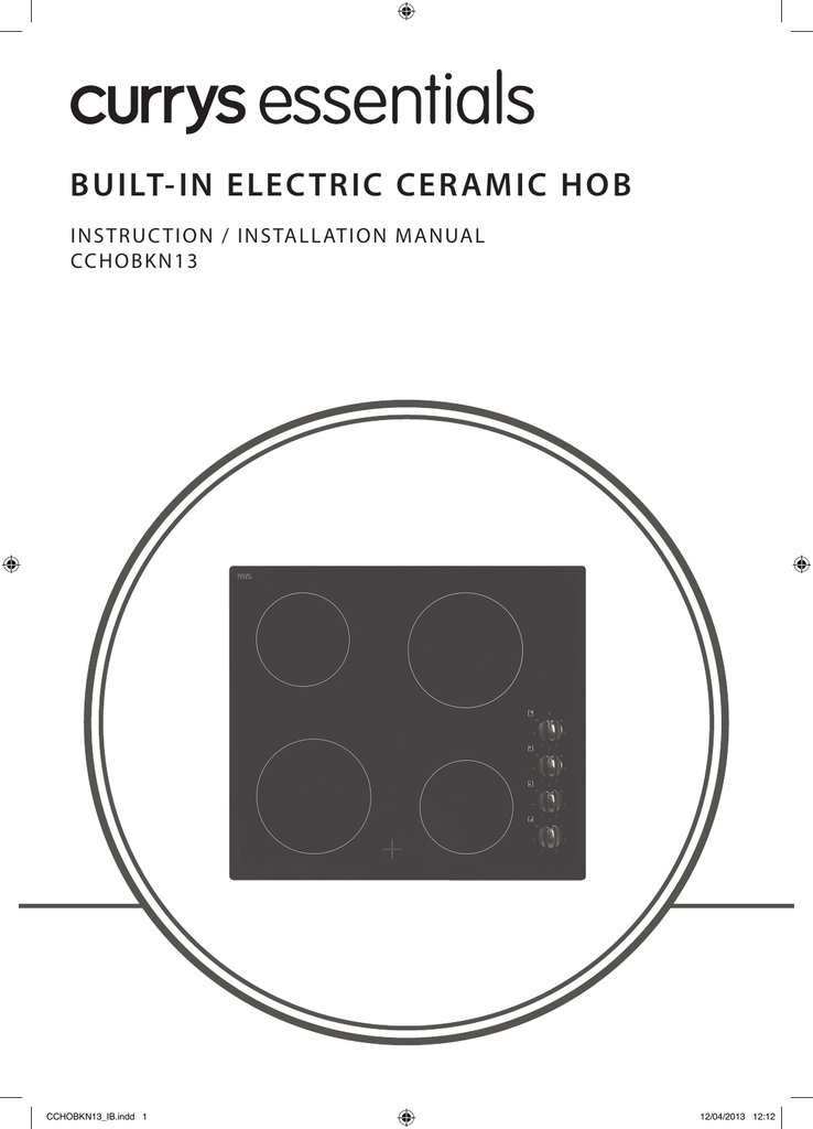 Built In Electric Ceramic Hob Manualzz 1696