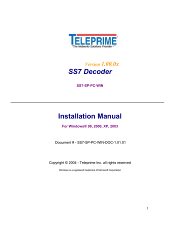 SS7 Decoder Installation Manual | Manualzz