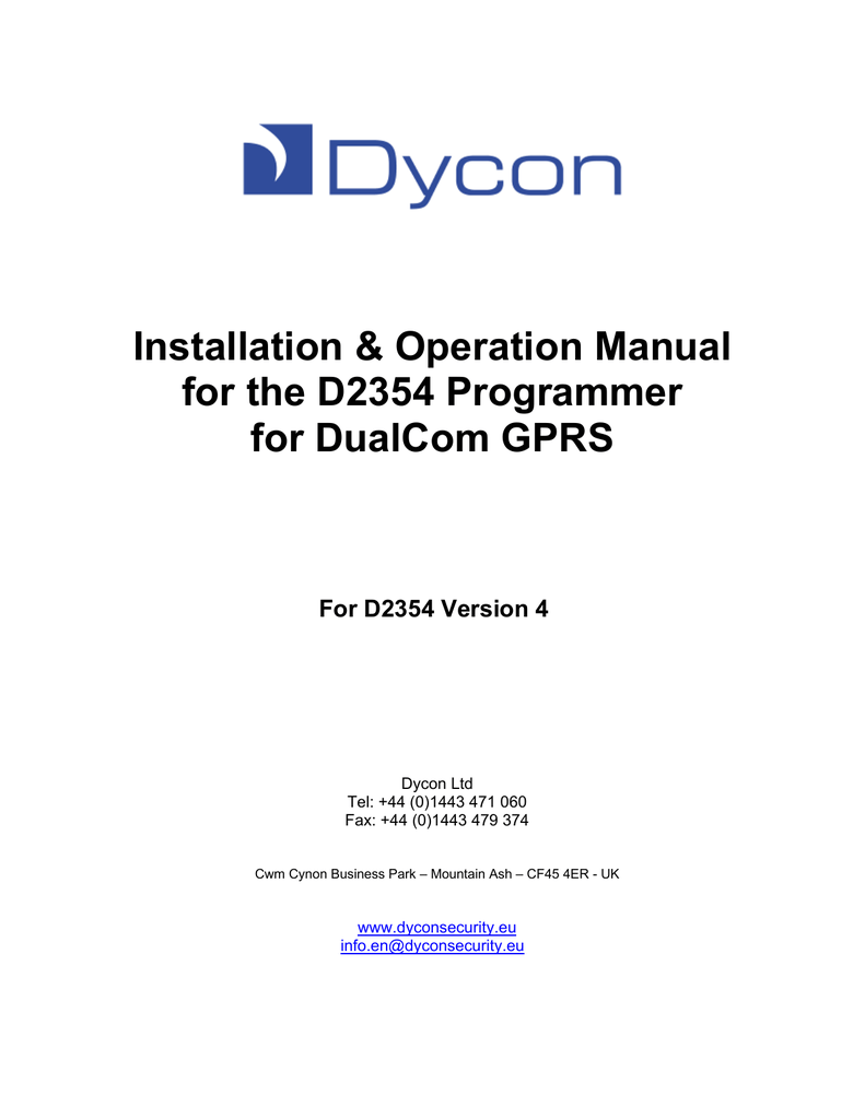 D2354 Programmer for D2300 GPRS Manualzz