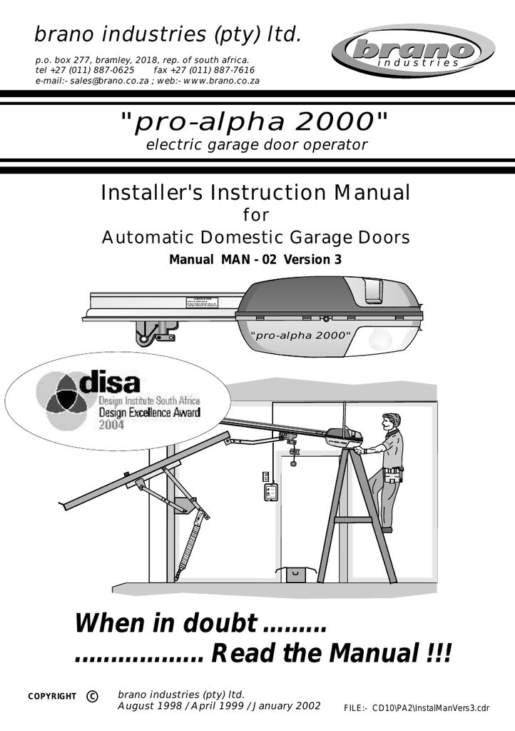 ProAlpha 2000 Brano Industries Pretoria Manualzz