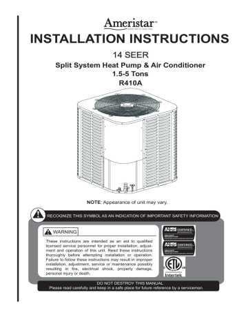 Ameristar Mini Split Manual