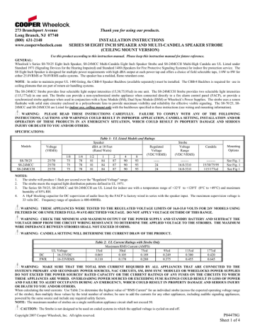 Cooper Wheelock S8-24MCC Installation instructions | Manualzz