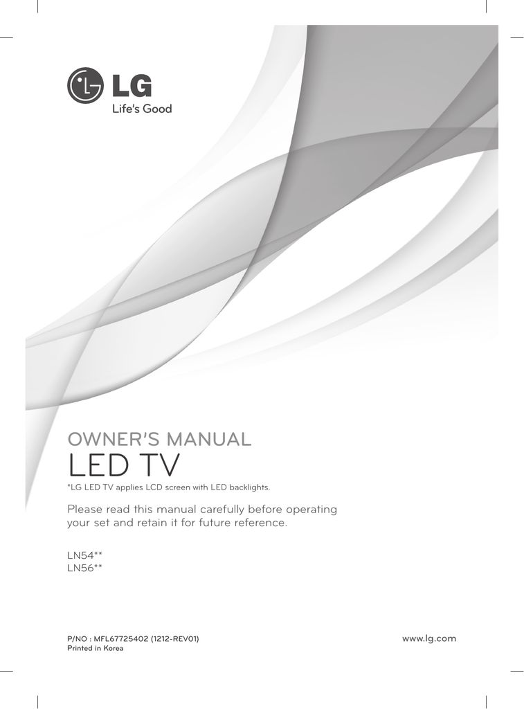 LG 50LN5400 Owner's manual | Manualzz