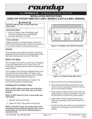 A.J.Antunes roundup EST-3 Installation instructions | Manualzz