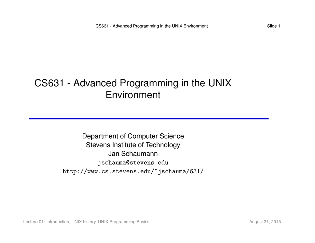 Cs631 Advanced Programming In The Unix Environment - 