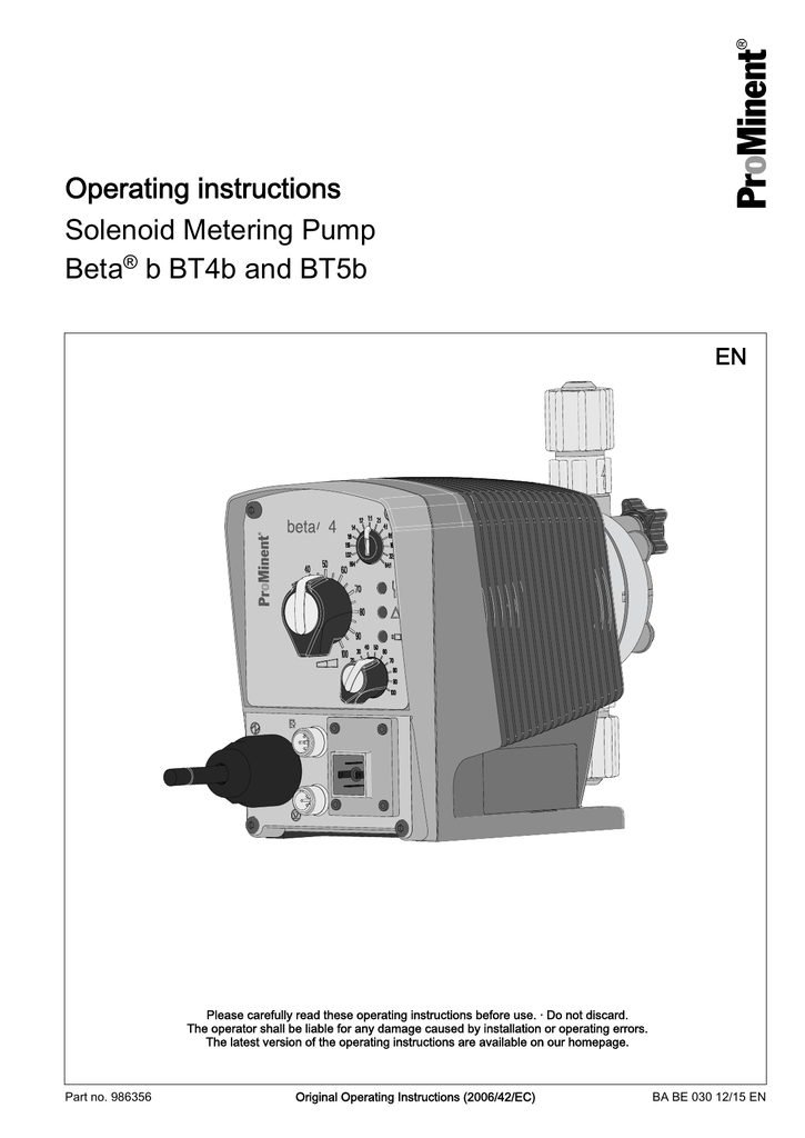 Solenoid Metering Pump Beta B Bt4b And Bt5b Manualzz