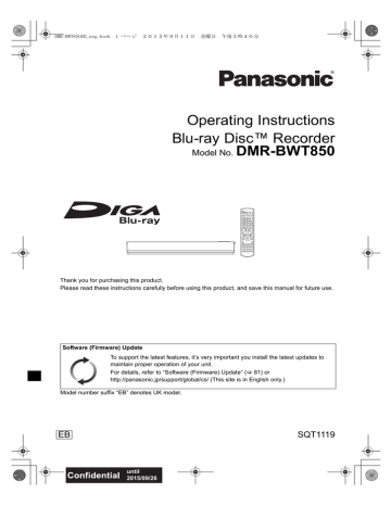Panasonic DMRBWT850EB User manual | Manualzz
