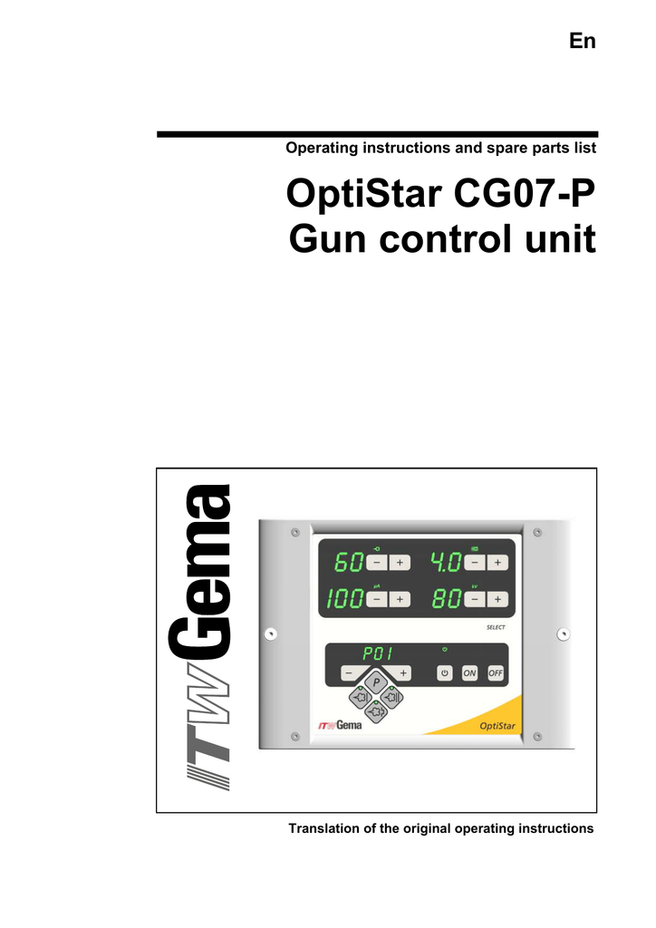 OptiStar CG07P Gun control unit Manualzz