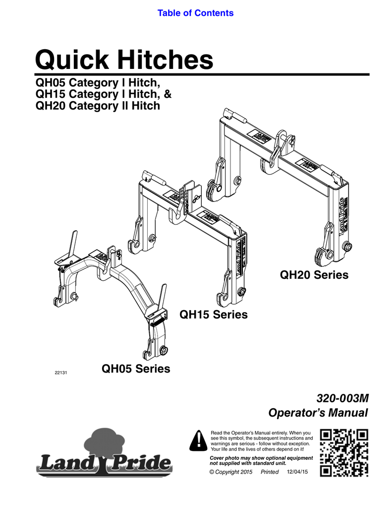 QuickHitch QH15 Category 1 QH20 Category 2 Manualzz