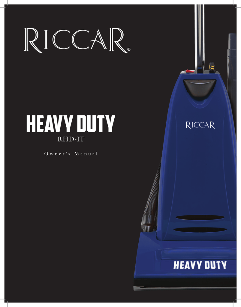 Riccar RHD1T Owner's Manual Manualzz