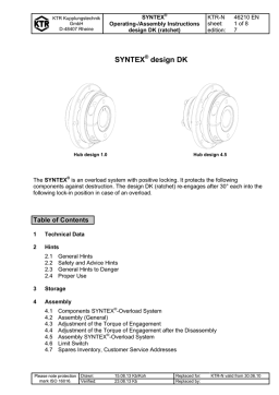 SYNTEX DK Operating-/Assembly Instructions