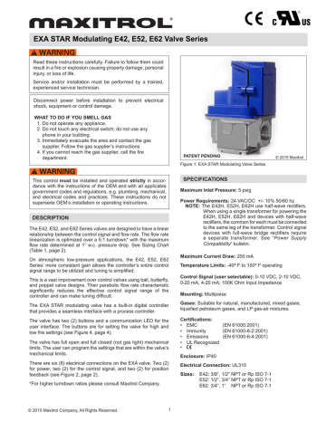 EXA STAR Modulating E42, E52, E62 Valve Series | Manualzz