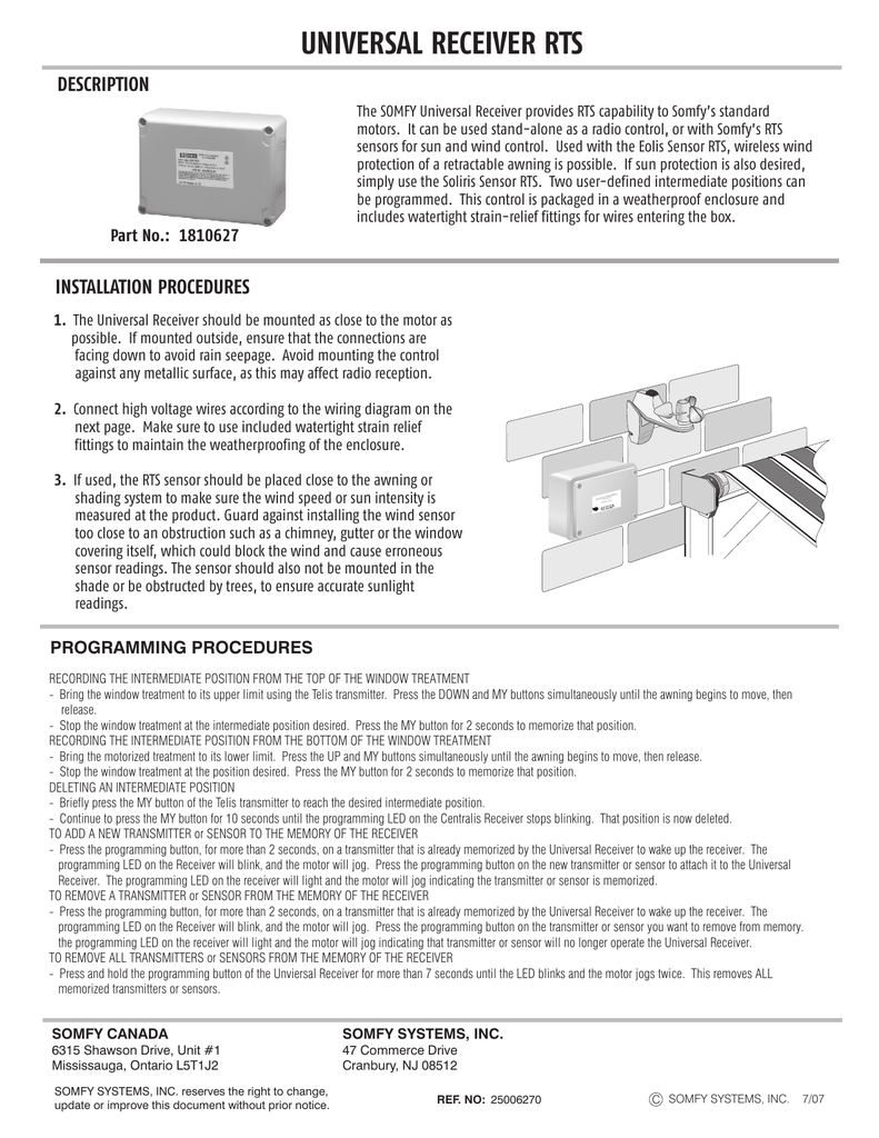 Somfy Wiring Diagram - Complete Wiring Schemas