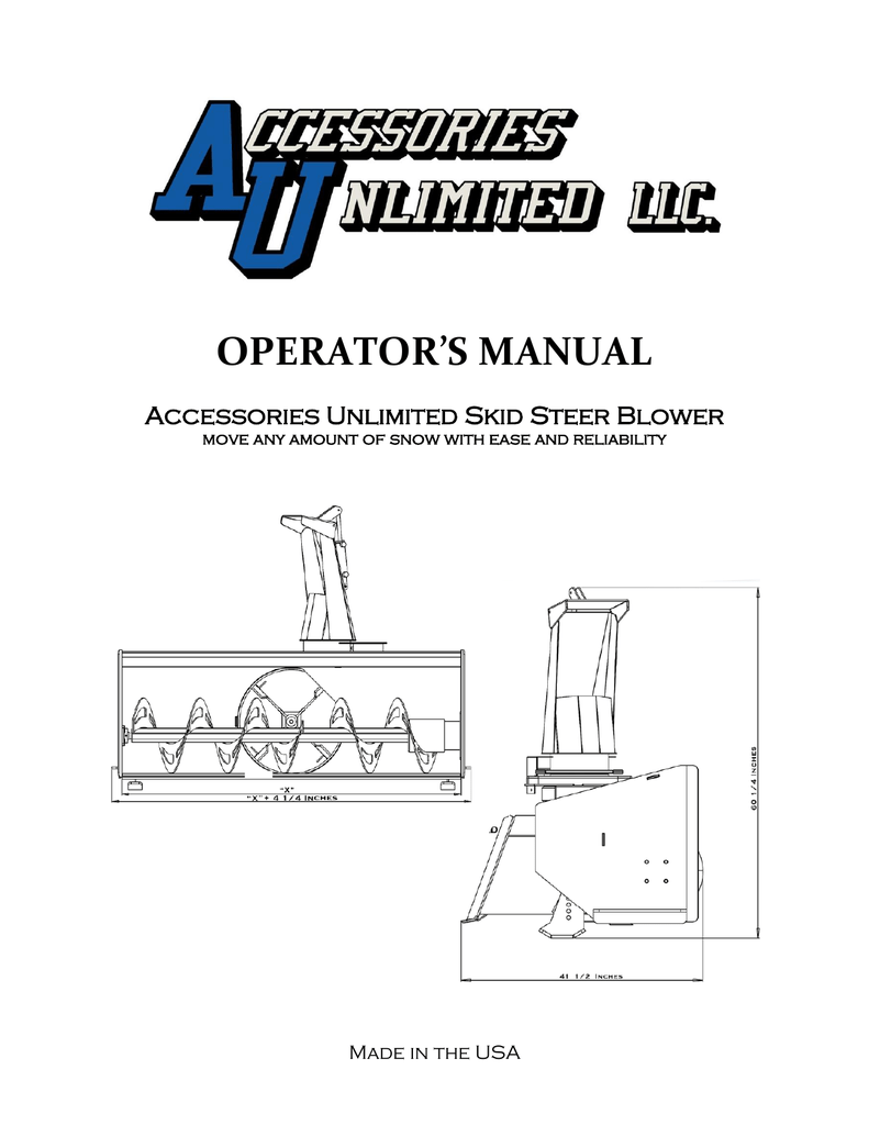 Skid Steer Blower Manual Accessories Unlimited Llc Manualzz