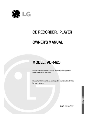 LG | ADR-620 | User manual | cd recorder/ player | Manualzz