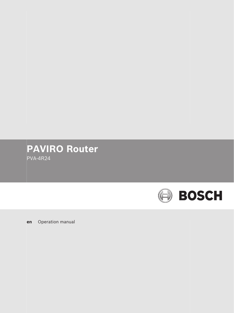 Bosch PVA4R24 Operation Manual Manualzz