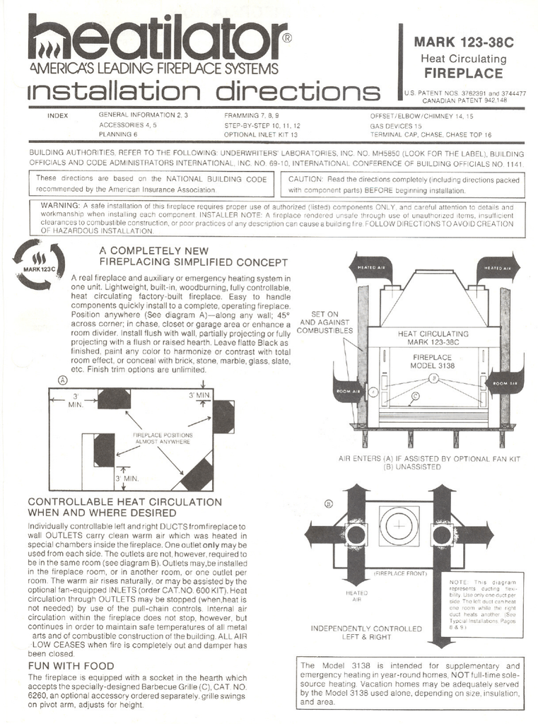 Heatilator MARK_123_38C Installation Manual | Manualzz