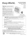 Kozy-World Vent Free Infrared Gas Wall Heater KWD 215, KWD 325 - Owner's Manual