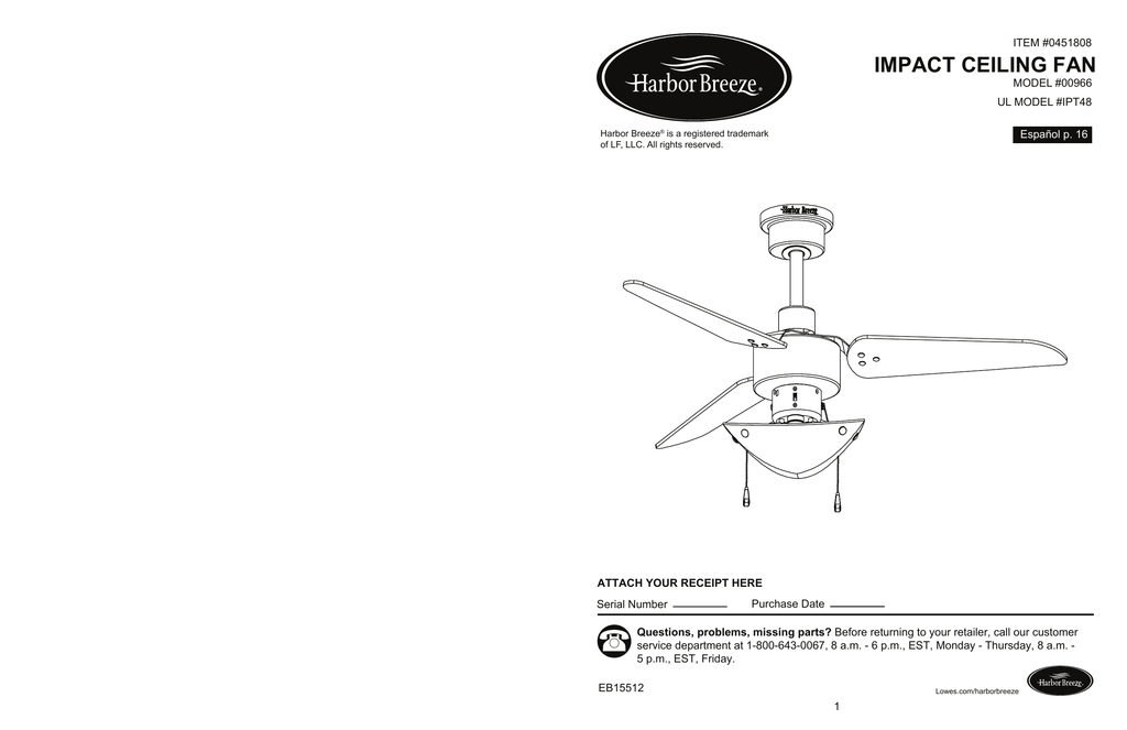 Impact Ceiling Fan Manualzz Com