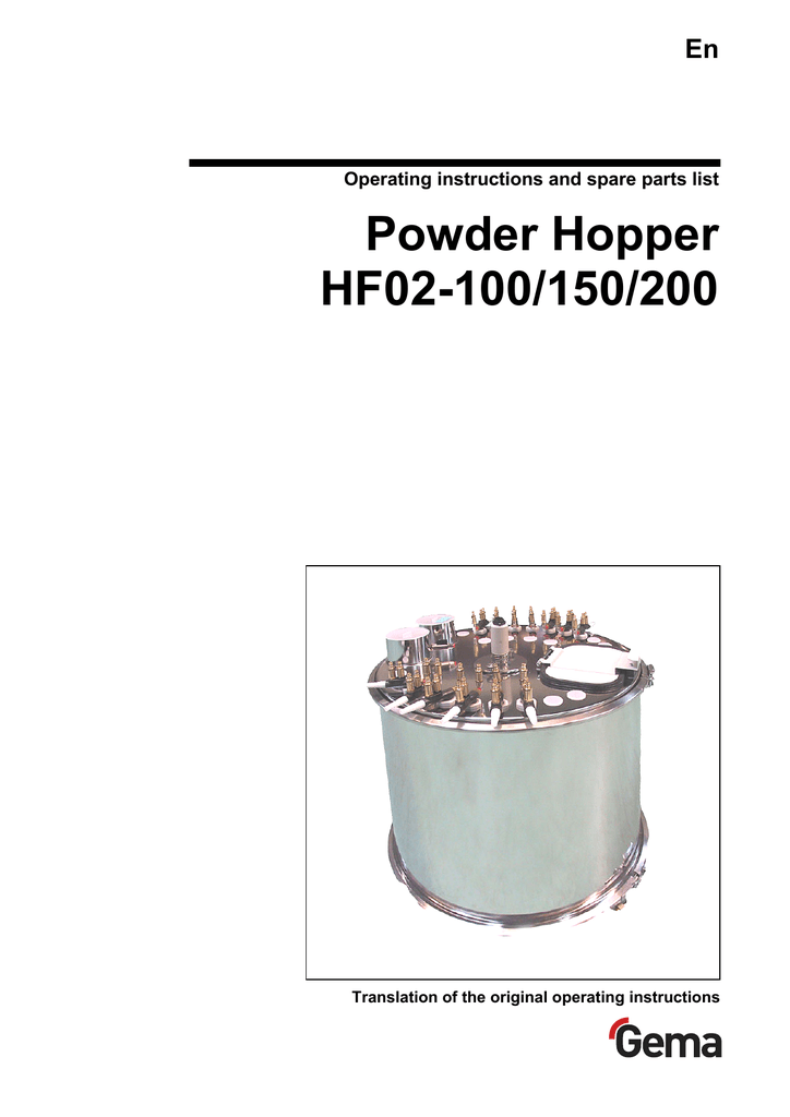 Powder Hopper HF02100/150/200 Manualzz