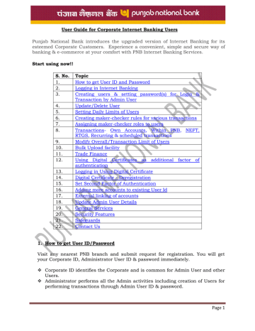 User Guide Pnb Internet Banking Manualzz