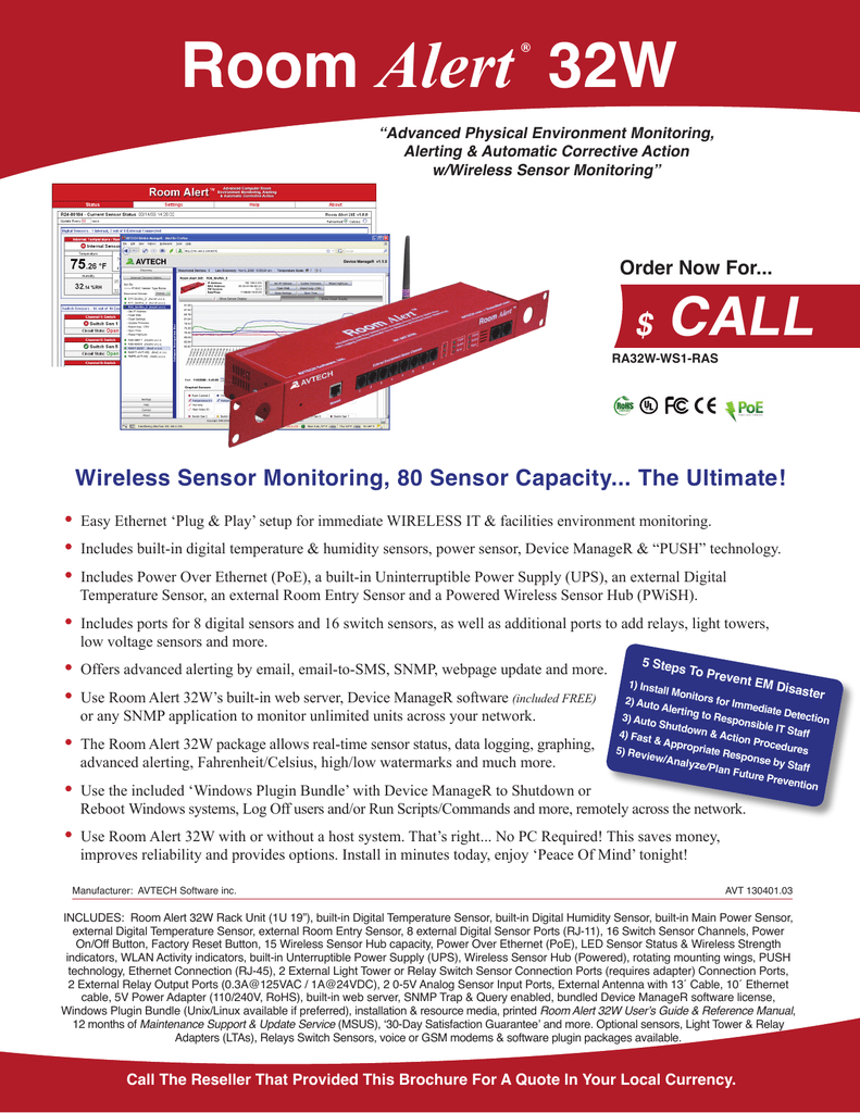 Avtech Room Alert 32w Datasheet Manualzz Com