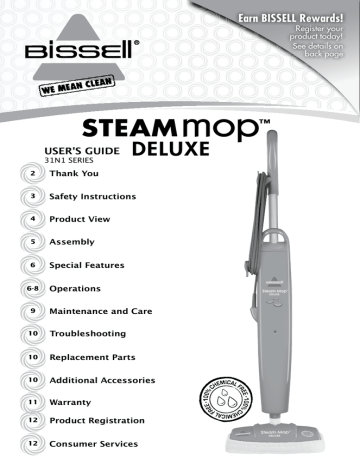 Instructions For Bissell Steam Mop