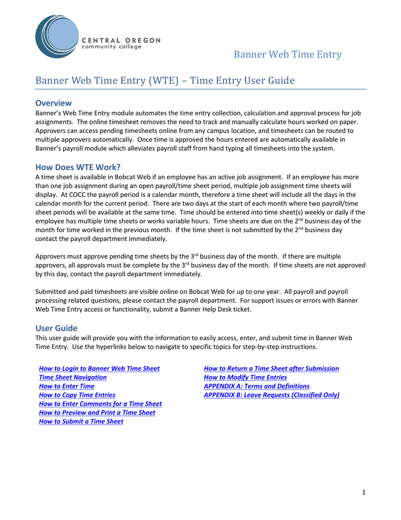 Banner Web Time Entry Banner Web Time Entry Manualzz Com