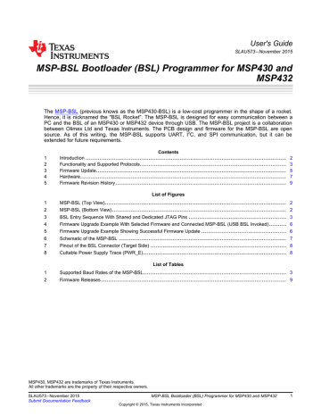 MSP-BSL Bootloader (BSL) Programmer for | Manualzz