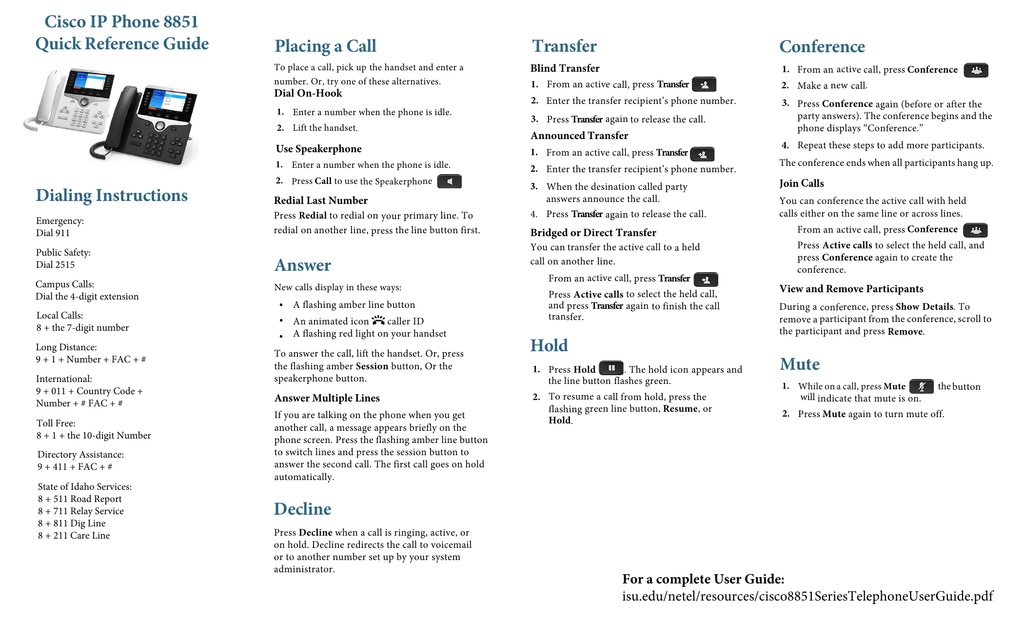 8851 Series Quick Reference Guide Manualzz