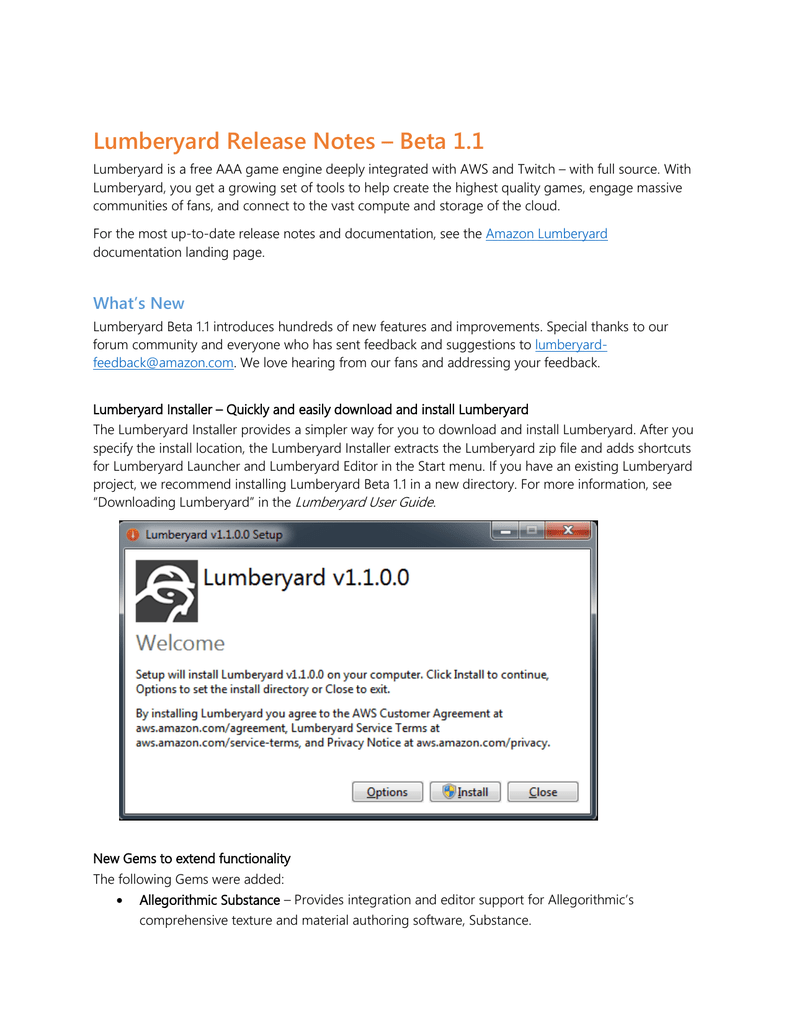 Lumberyard Release Notes Manualzz