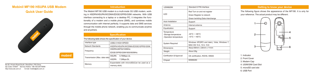 ZTE MF190S User manual | Manualzz