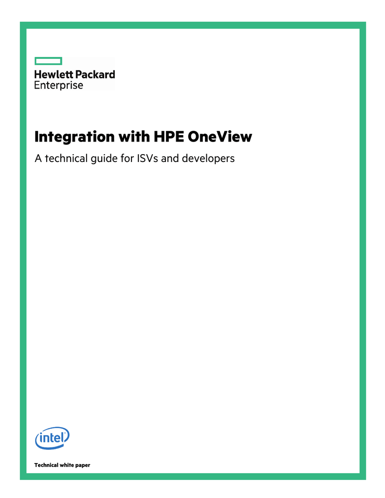 Integration With Hpe Oneview A Technical Guide Hewlett Manualzz