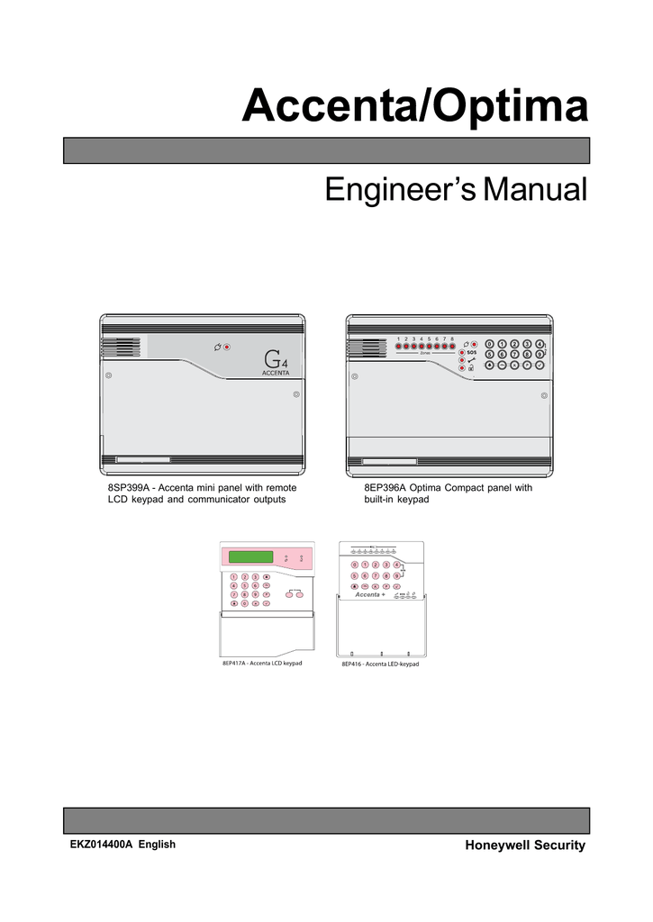 Honeywell 8EP417A LCD Keypad for Accenta Optima Alarm Panel RKP 
