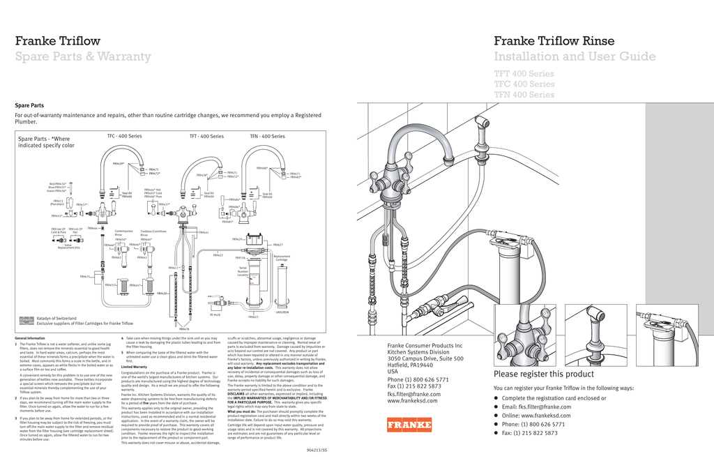 Franke Triflow Spare Parts Warranty Franke Triflow Rinse