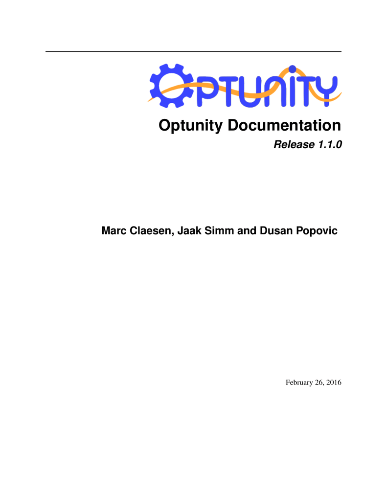 Optunity Documentation | manualzz com