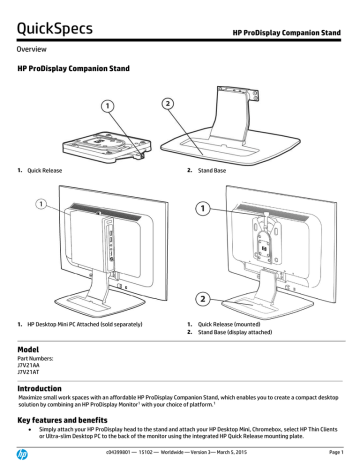 HP ProDisplay Companion Stand | Manualzz