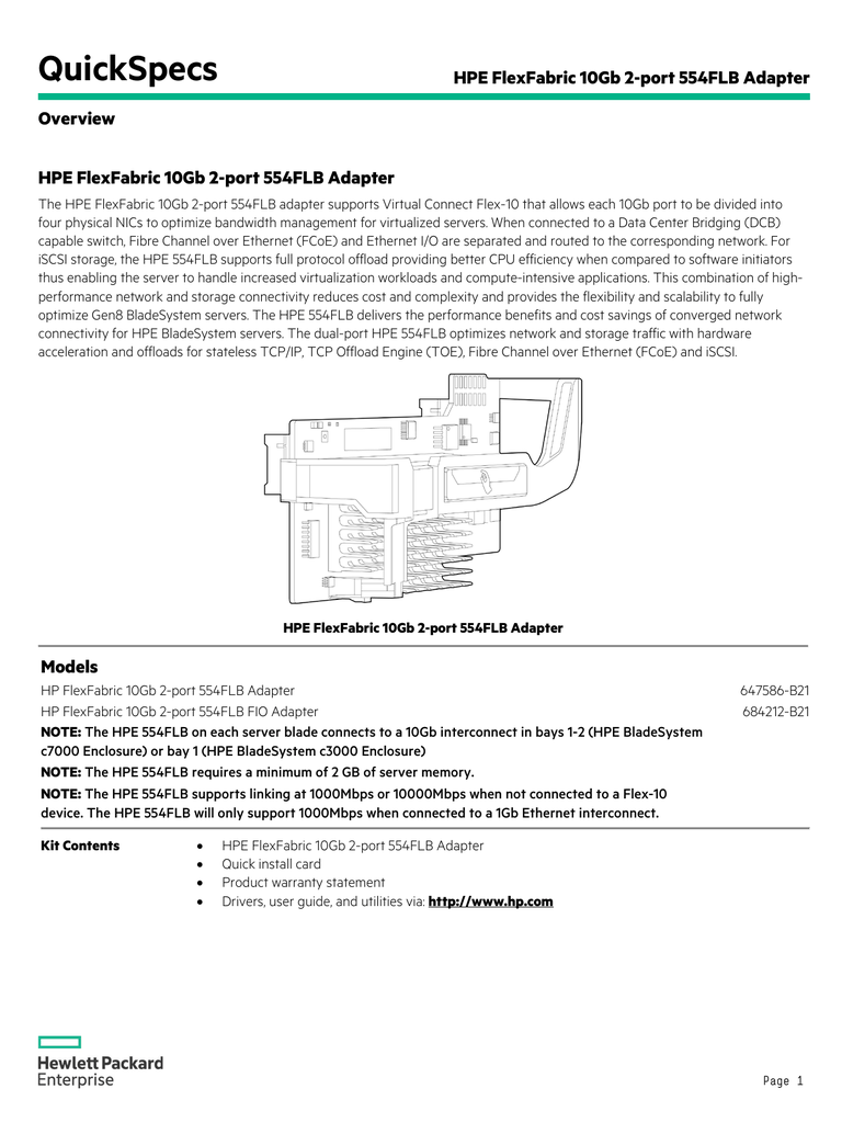 hp flex-10 10gb 2-port 530flb adapter driver